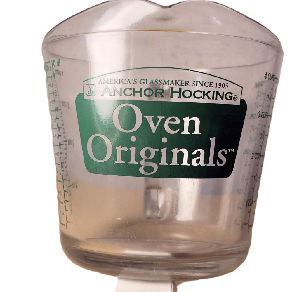 Vintage Anchor Hocking Oven Originals #499 4 Cup Glass Measuring Cup Green USA